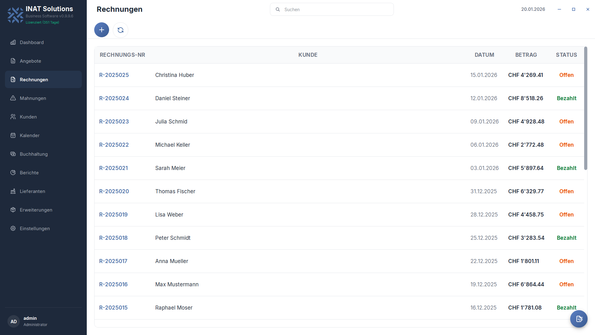 HIVE Rechnungsverwaltung mit Swiss QR-Code für Schweizer KMU