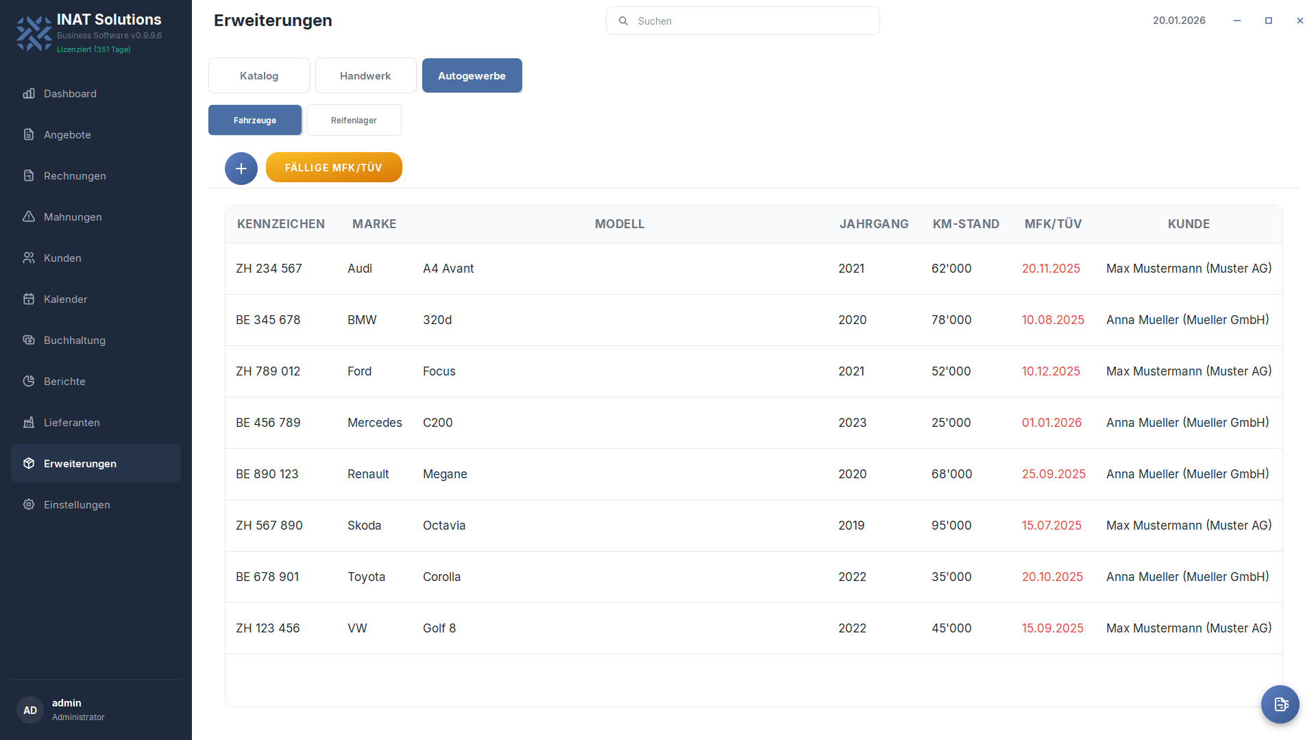 Fahrzeugverwaltung in HIVE — Service-Historie und Kundendaten