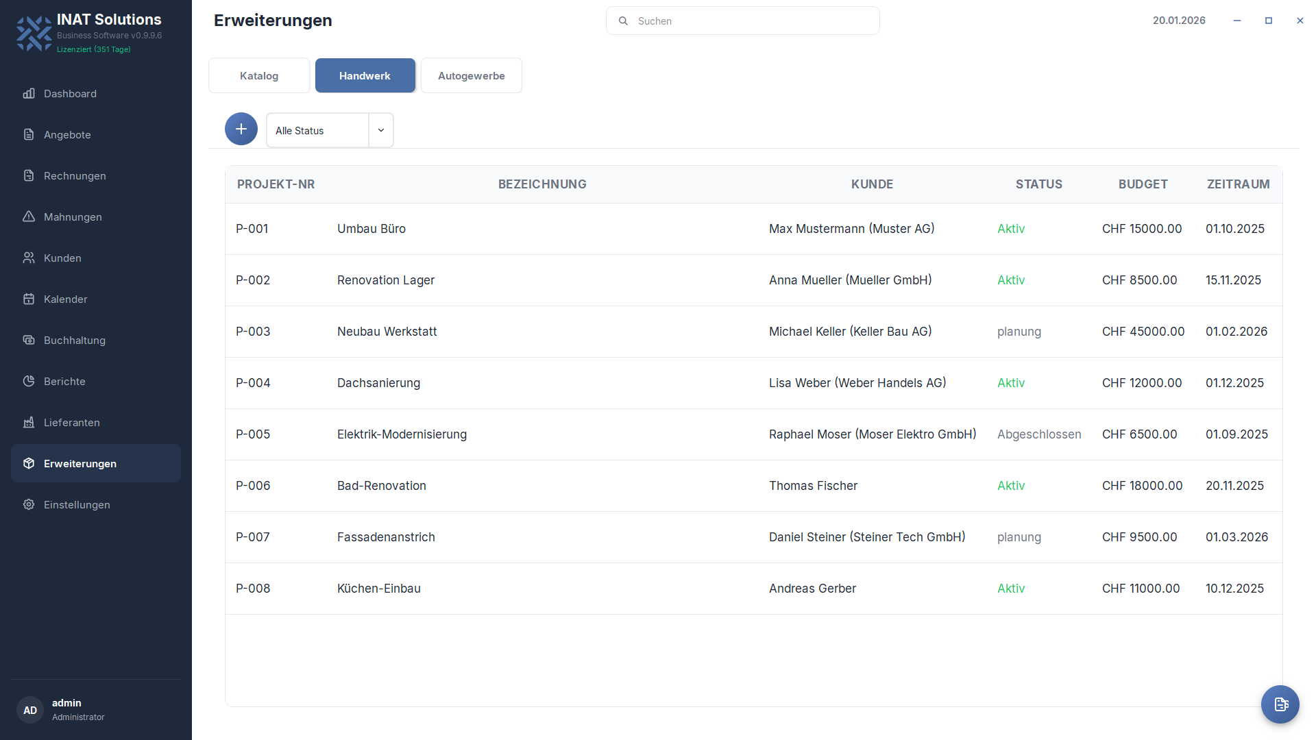 Projektverwaltung in HIVE — Aufträge und Projekte organisieren