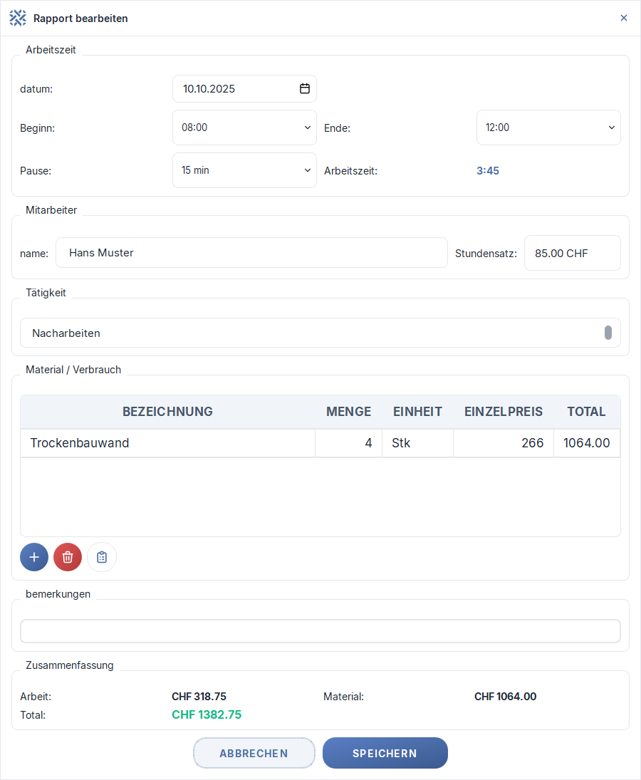 Arbeitsrapport erstellen in HIVE — Zeiterfassung für Dienstleister